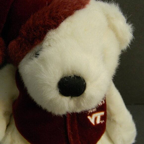 Greetings fr VT Virginia Tech Teddy Bear The Mascot Factory Vest Christmas Vtg - Picture 3 of 5